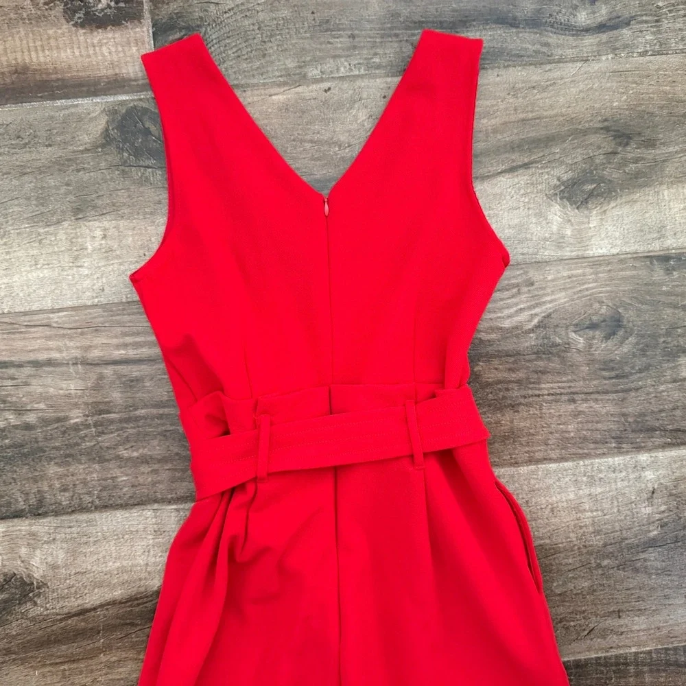 Anthropologie‎ Cathy Tie Waist Structured Jumpsuit, Red,XS - Picture 9 of 12